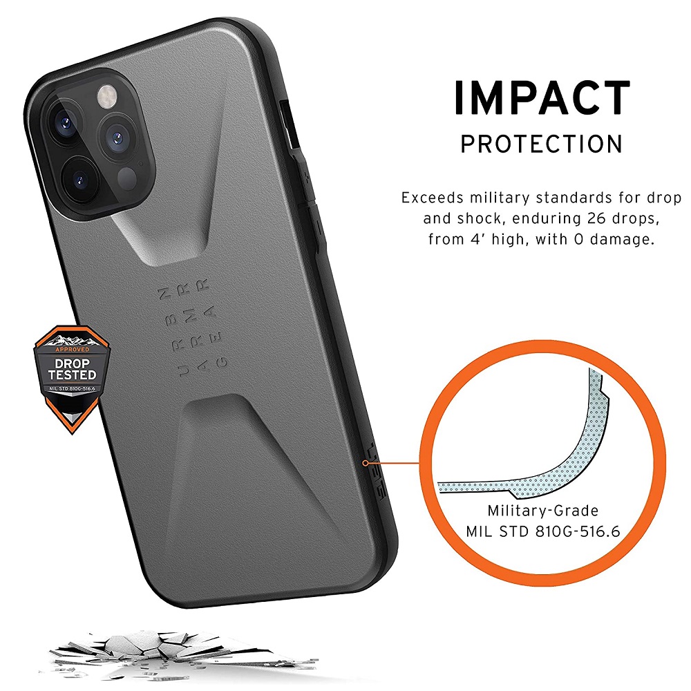 Противоударный защитный чехол UAG Civilian Silver для iPhone 12/12 Pro