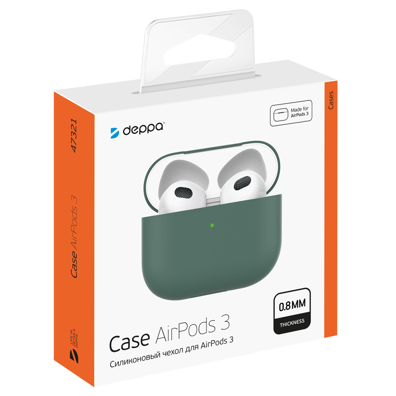 Силиконовый чехол Deppa Green для AirPods 3 (47321)