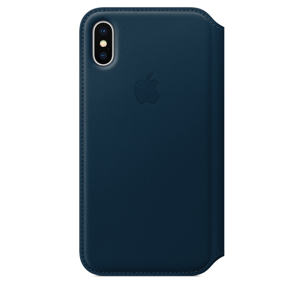 Кожаный чехол-книжка Apple iPhone X Leather Folio - Cosmos Blue (MQRW2ZM/A) для iPhone X