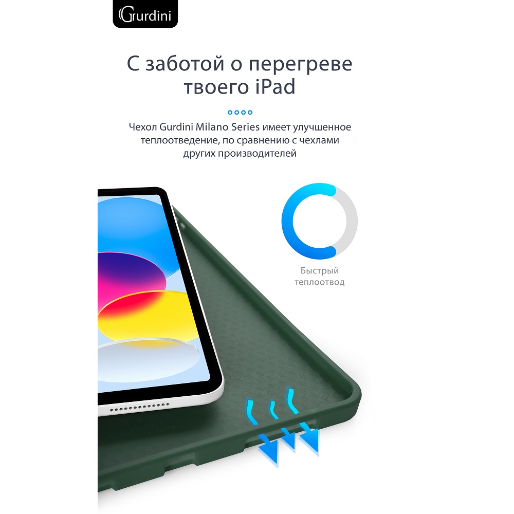 Чехол-книжка Gurdini Milano Series (pen slot) для iPad 10.9 (2022) Pine Green