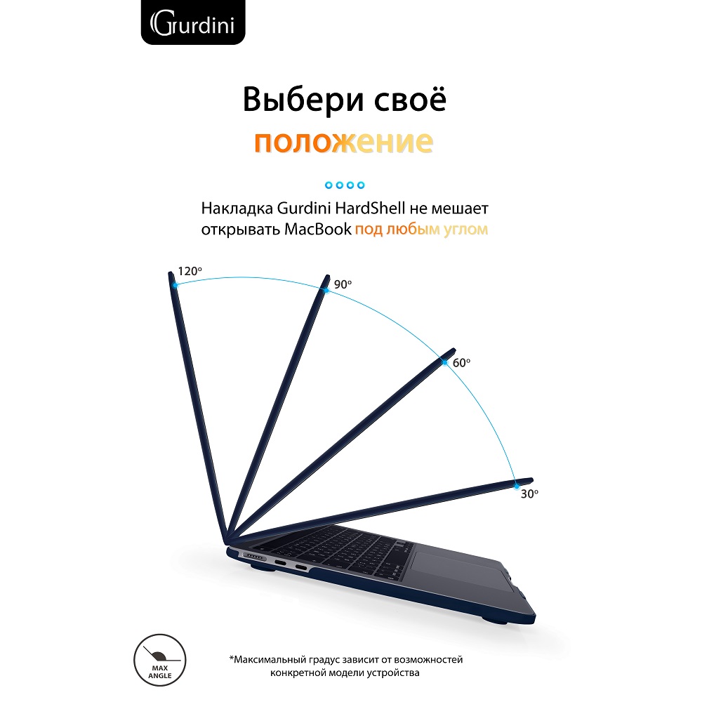 Чехол-накладка Gurdini HardShell Case Matte Dark Blue для Apple MacBook Air 13.6 2022