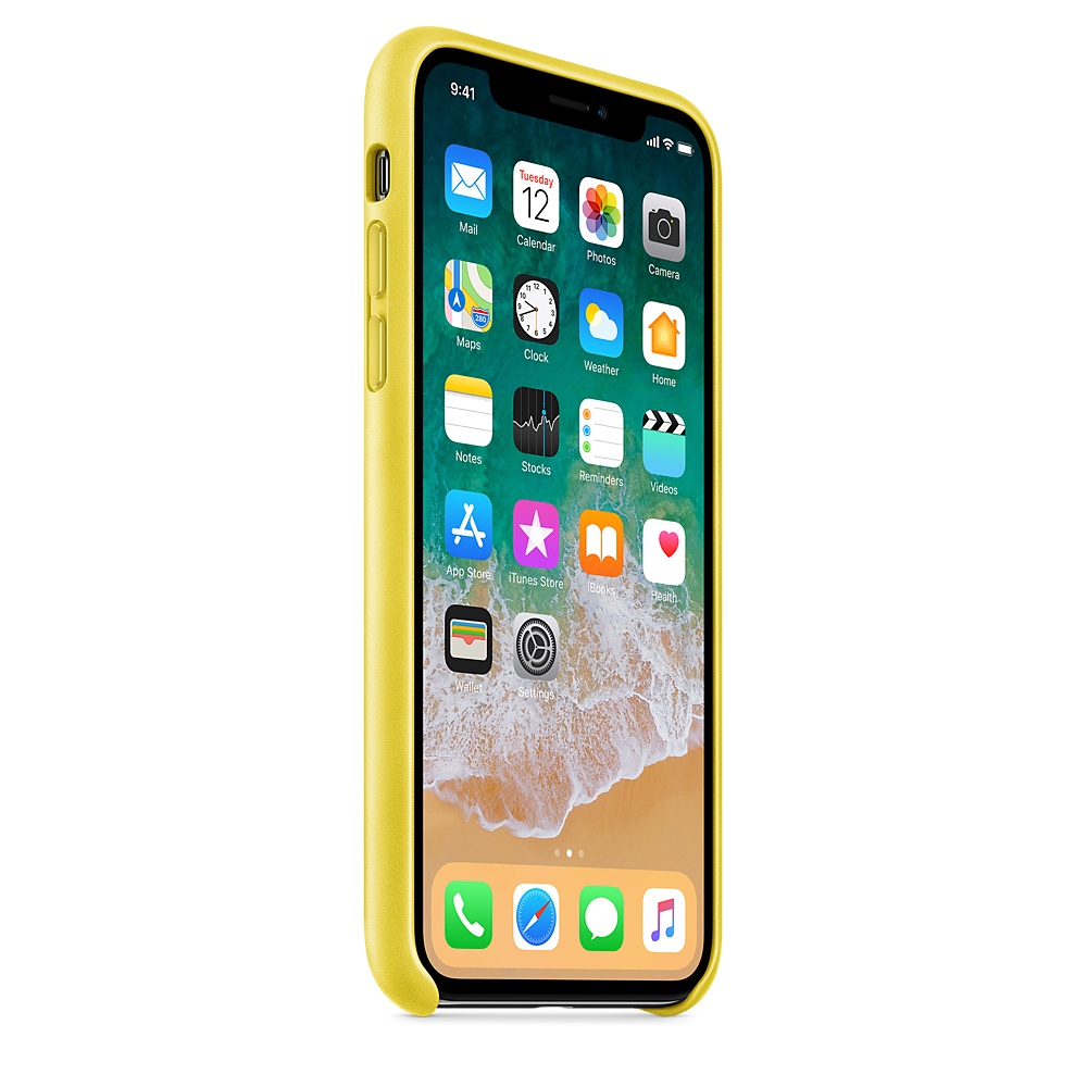 Кожаный чехол Apple iPhone X Leather Case - Spring Yellow (MRGJ2ZM/A) для iPhone X