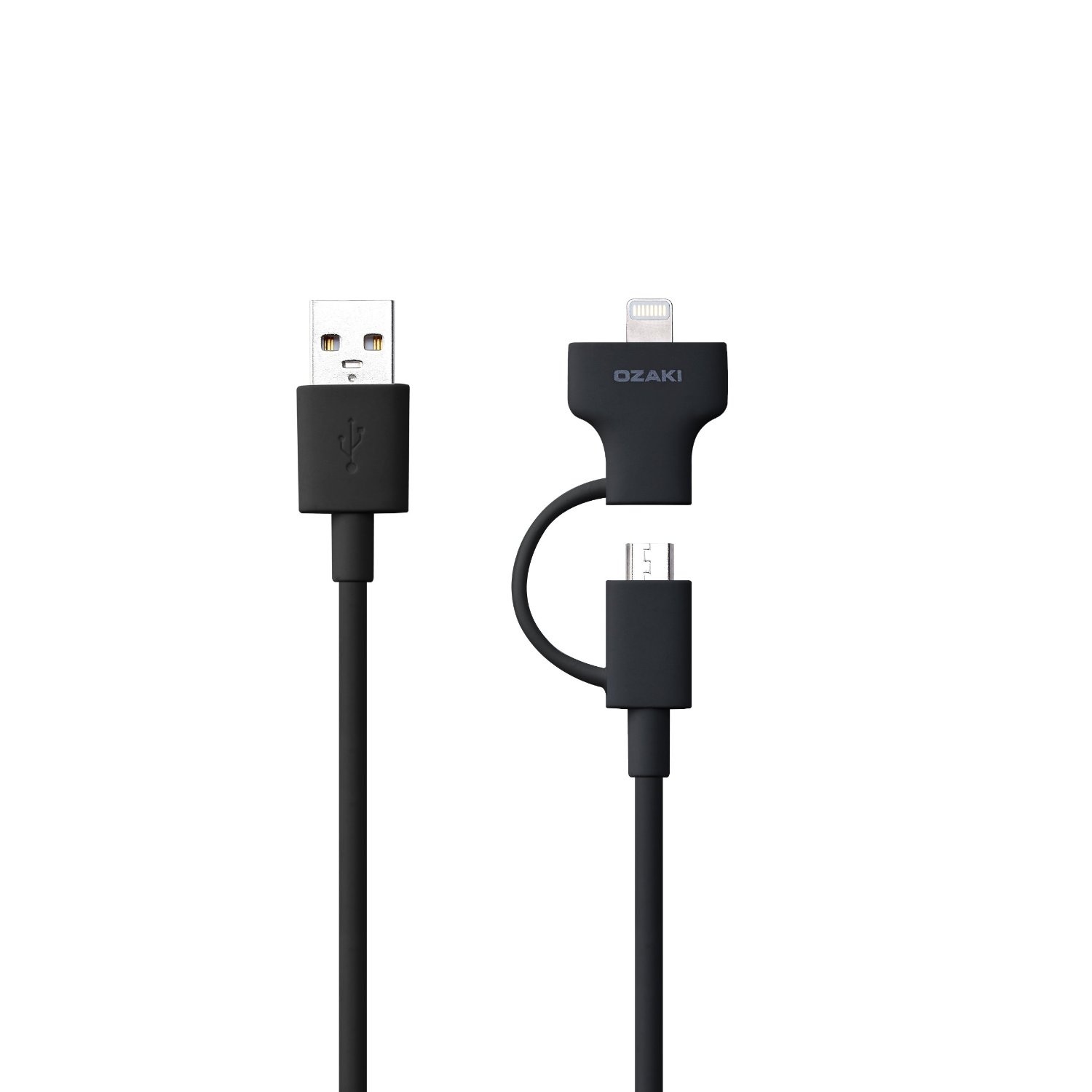 Кабель зарядки Ozaki O!tool Combo Cable Lightning + MicroUSB Black для iPhone/iPad/iPod