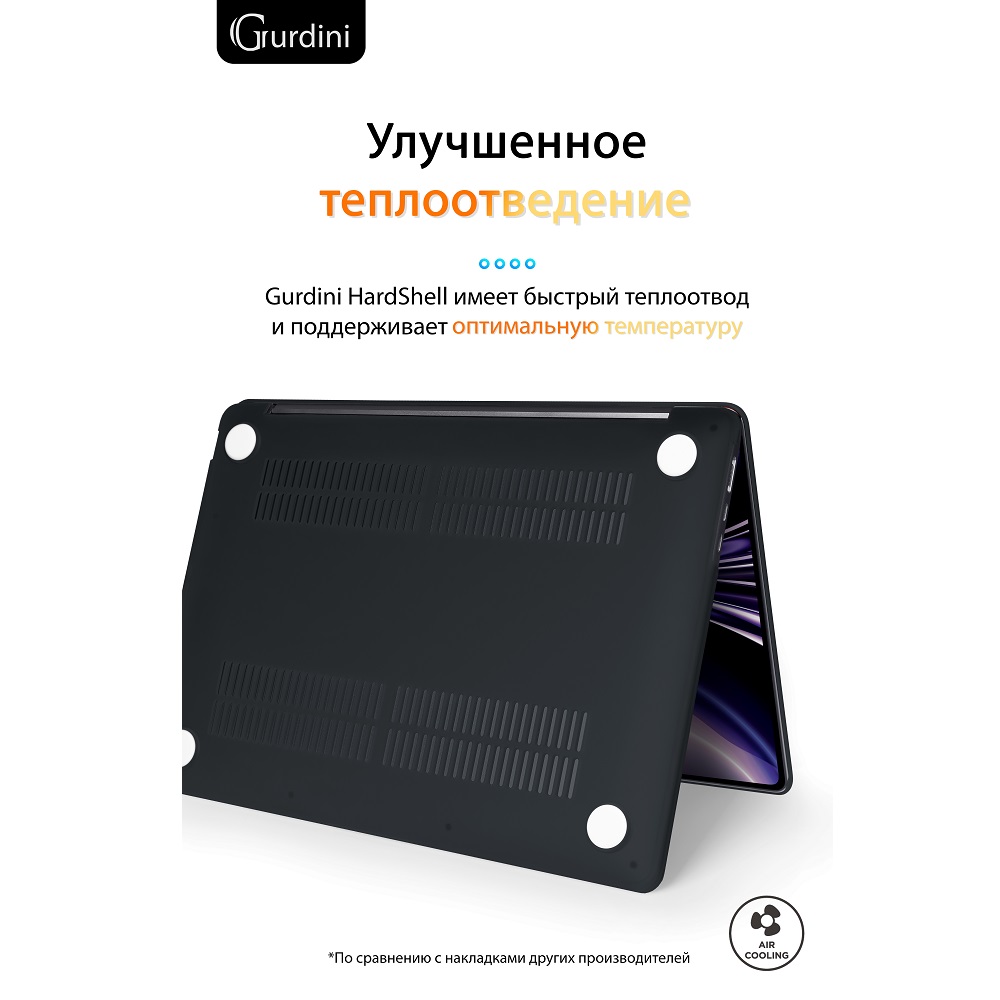 Чехол-накладка Gurdini HardShell Case Matte Black для Apple MacBook Air 13.6 2022