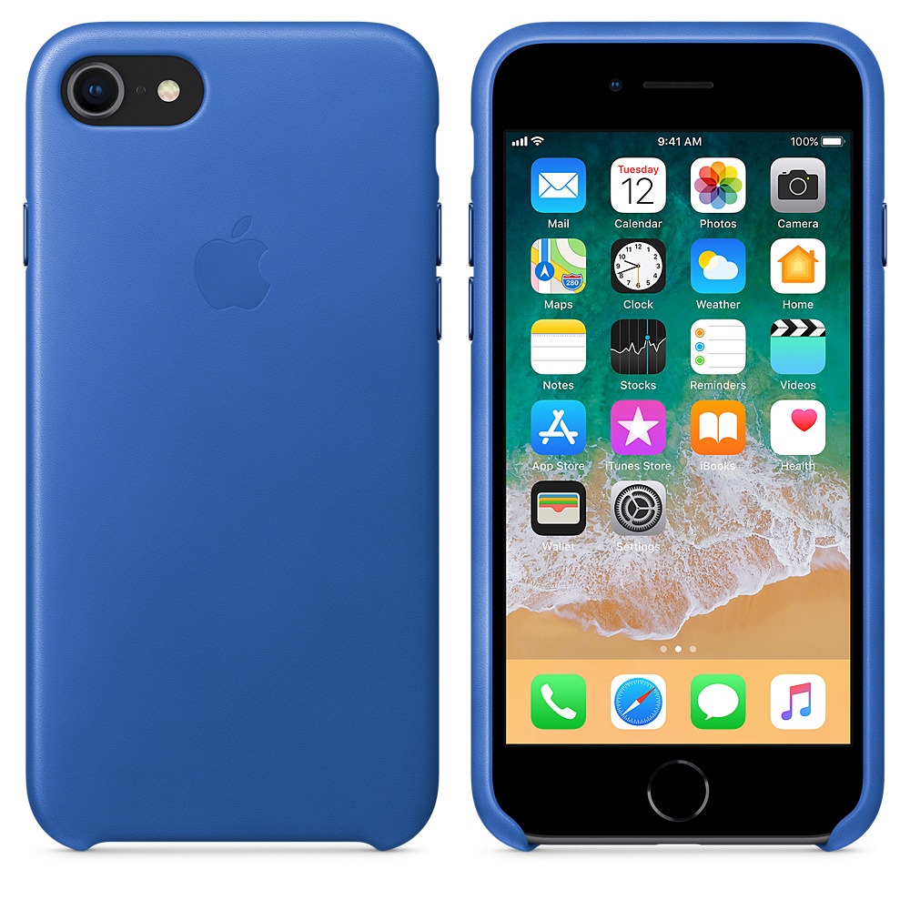 Кожаный чехол Apple iPhone 8 Leather Case Electric Blue (MRG52ZM/A) для iPhone 7/iPhone 8/SE (2020)