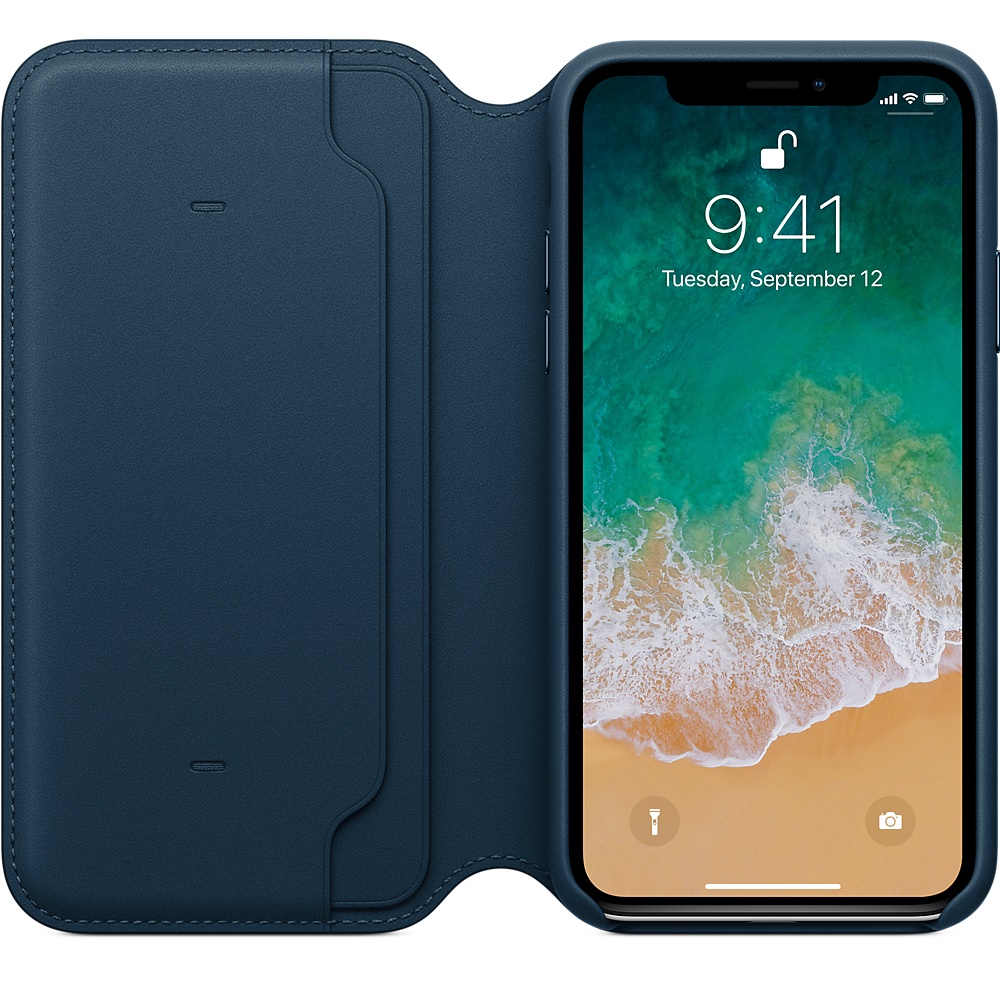 Кожаный чехол-книжка Apple iPhone X Leather Folio - Cosmos Blue (MQRW2ZM/A) для iPhone X