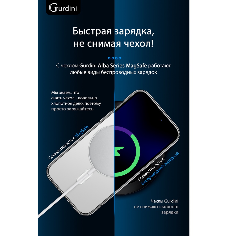 Чехол Gurdini Alba Series with Magsafe Clear для iPhone 14 Pro Max