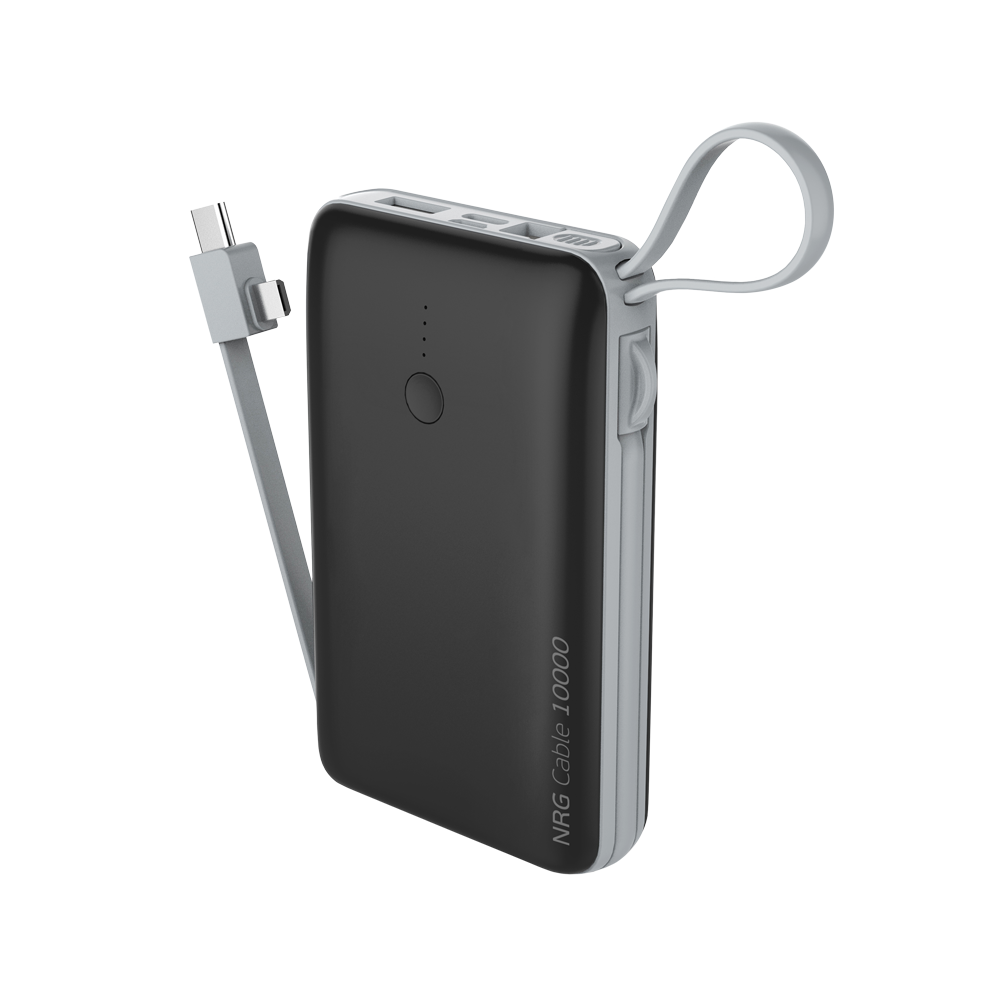 Внешний аккумулятор Deppa NRG Cable 4 в 1, 10000 mAh - 2.1A, дата-кабели Type-C, Lightning, Micro-USB (33561) Black