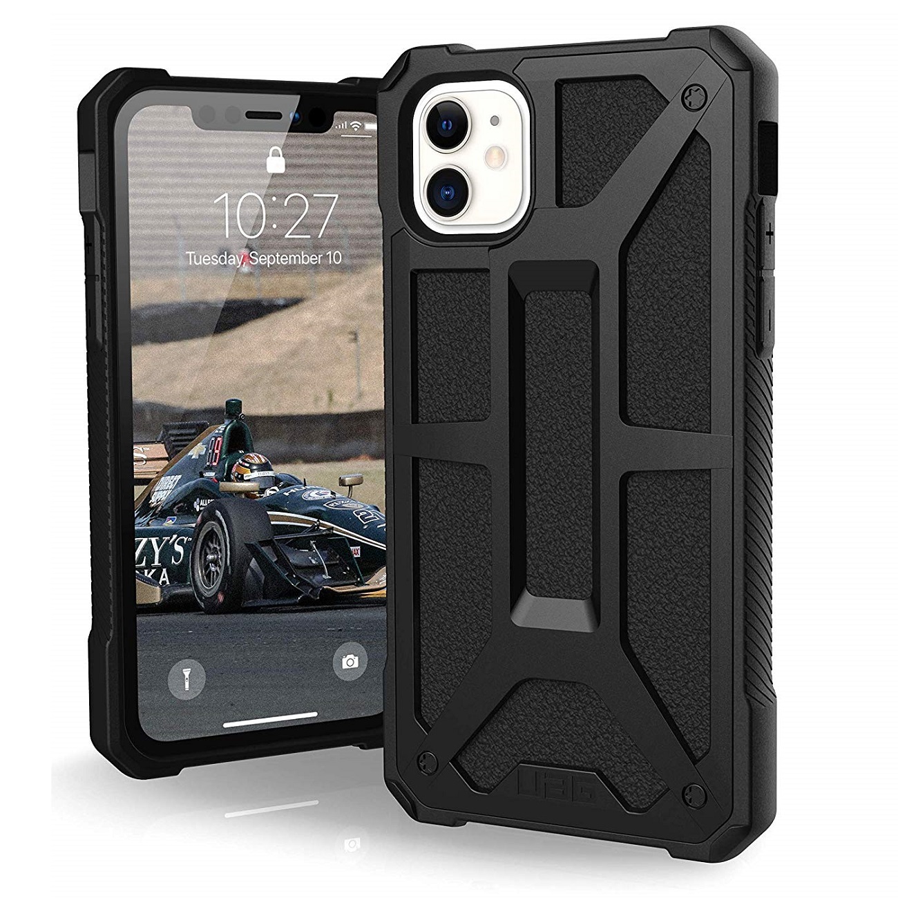 Противоударный защитный чехол UAG Monarch Black Leather для iPhone 11