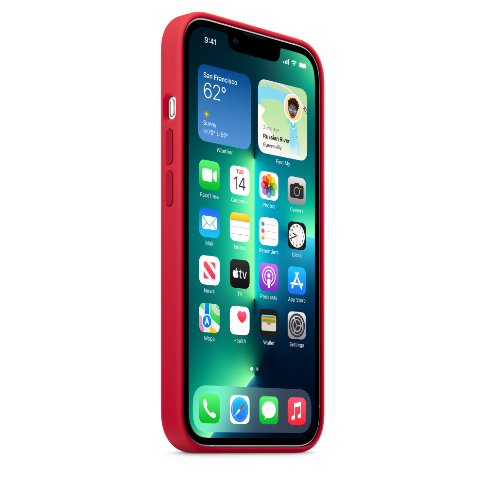 Силиконовый чехол Naturally Silicone Case with MagSafe Red для iPhone 13 Pro