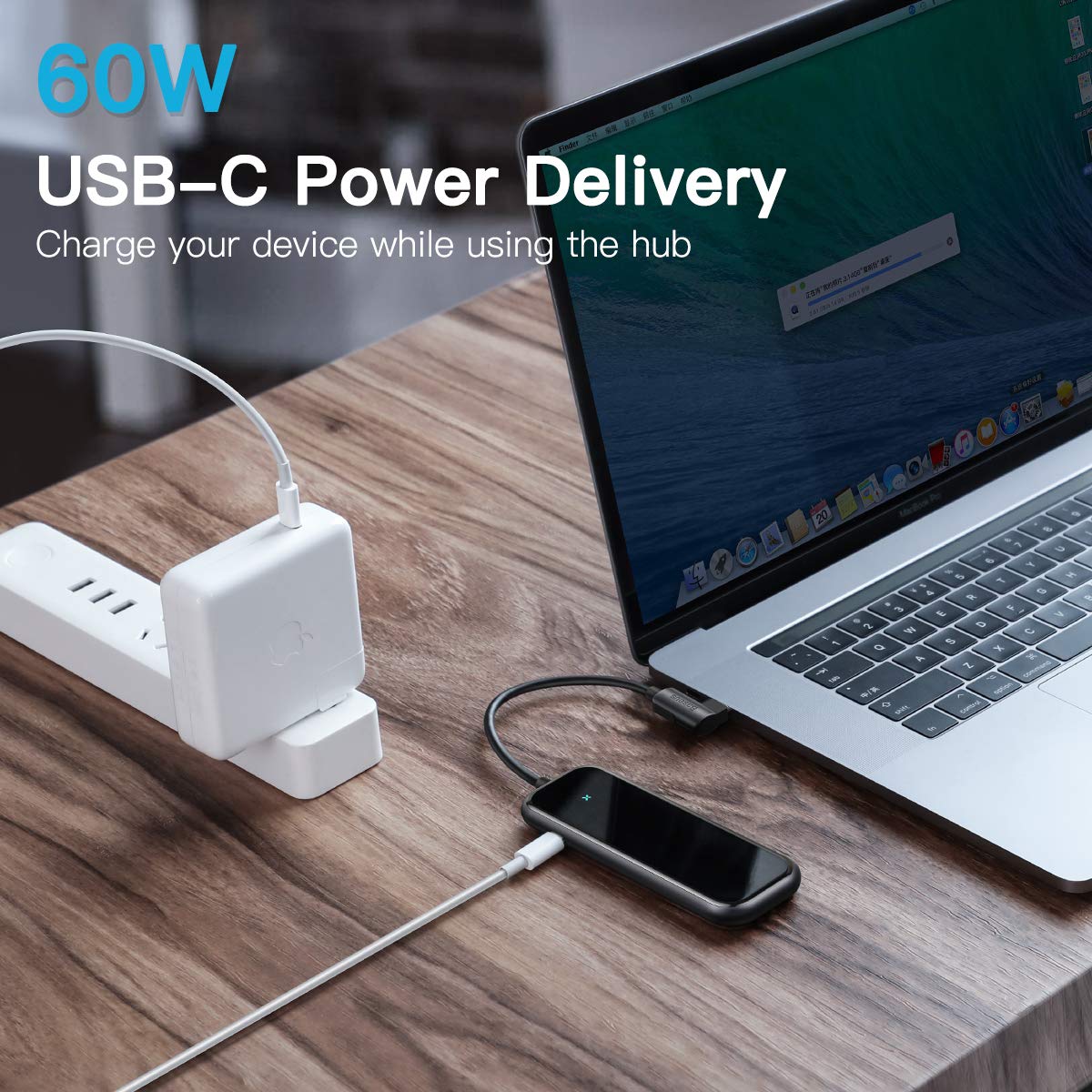 USB-концентратор Baseus Multi-functional HUB Type-C to USB3.0x4/ Type-C (CAHUB-EZ0G) для Macbook