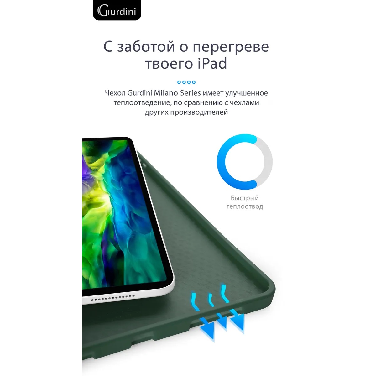 Чехол-книжка Gurdini Milano Series (pen slot) для iPad Pro 11 Pine Green