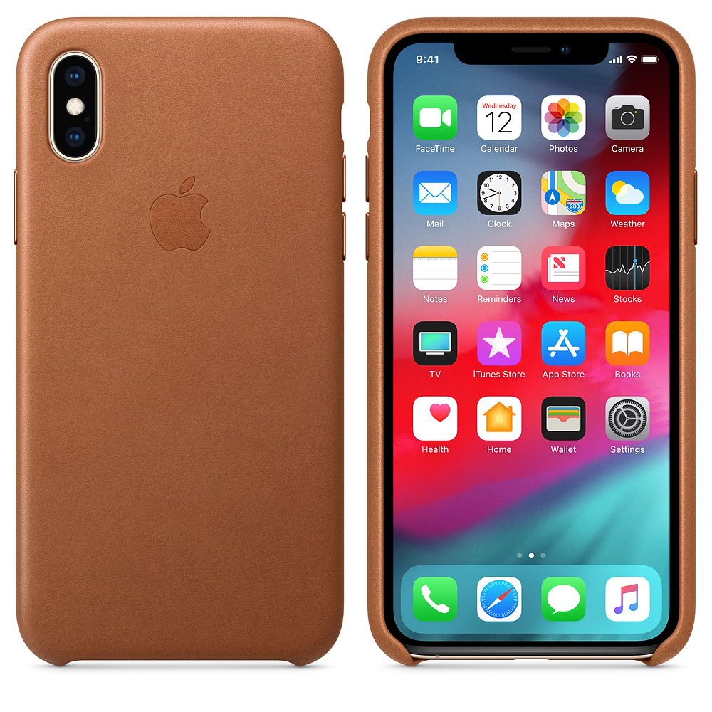 Кожаный чехол Apple iPhone XS Leather Case - Saddle Brown (MRWP2ZM/A) для iPhone XS