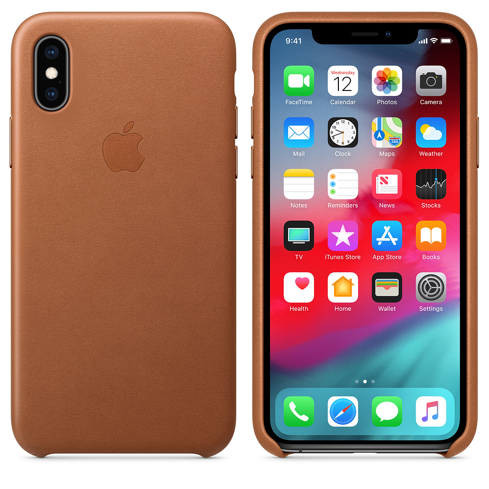 Кожаный чехол Apple iPhone XS Leather Case - Saddle Brown (MRWP2ZM/A) для iPhone XS