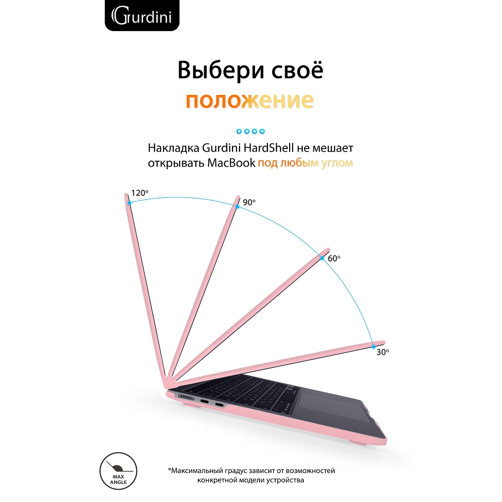 Чехол-накладка Gurdini HardShell Case Matte Pink для Apple MacBook Air 13.6 2022