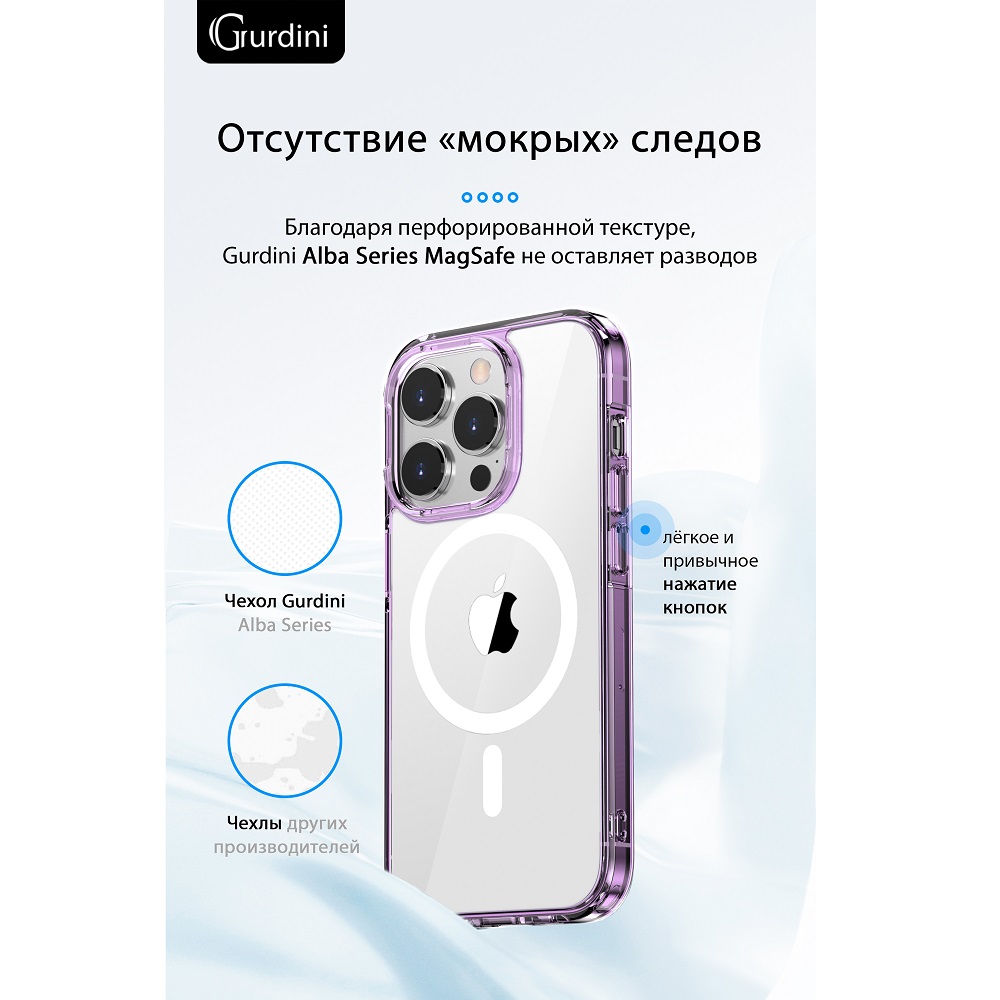 Чехол Gurdini Alba Series with Magsafe Clear для iPhone 14 Pro