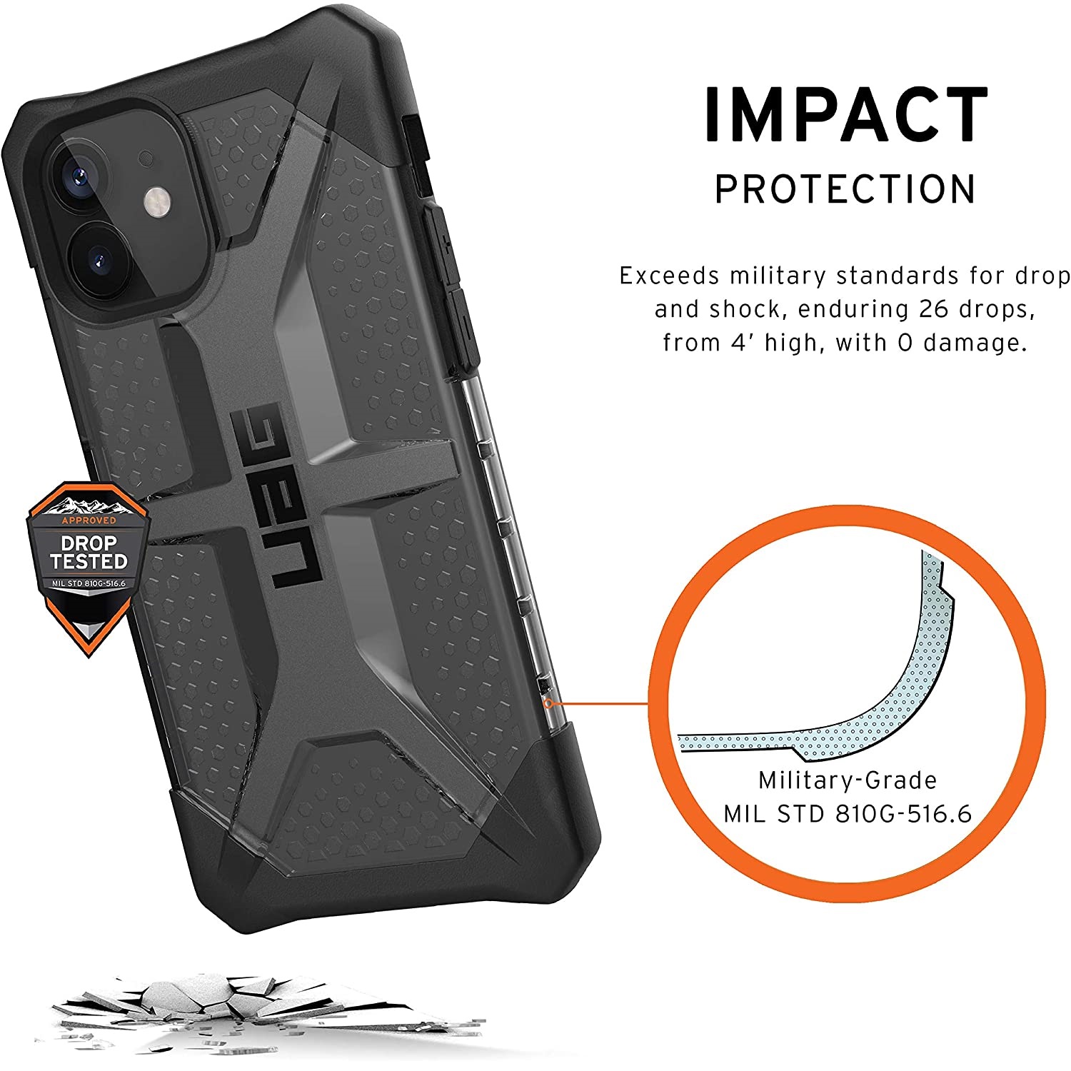 Противоударный защитный чехол UAG Plasma Ash для iPhone 12/12 Pro