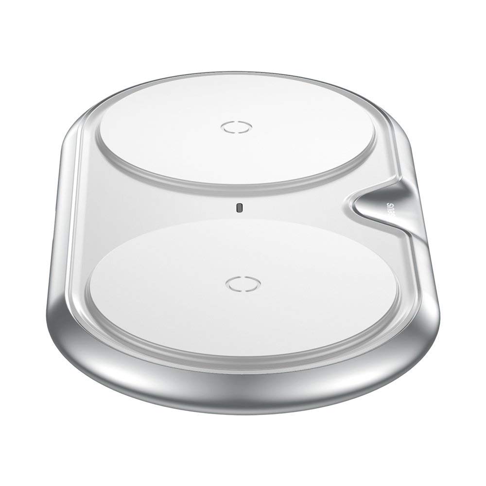 Сетевая зарядка Baseus Dual Wireless Charger (Zinc alloy) White