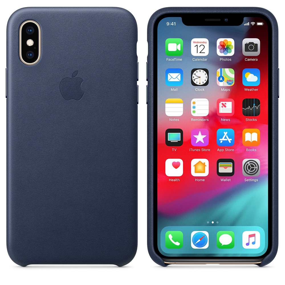 Кожаный чехол Apple iPhone XS Leather Case - Midnight Blue (MRWN2ZM/A) для iPhone XS