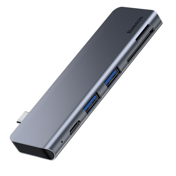 USB-концентратор Baseus Type-C Harmonica HUB Adapter Type-C to 2xUSB3.0/SD/TF/Type-C PD (CAHUB-K0G) для Macbook