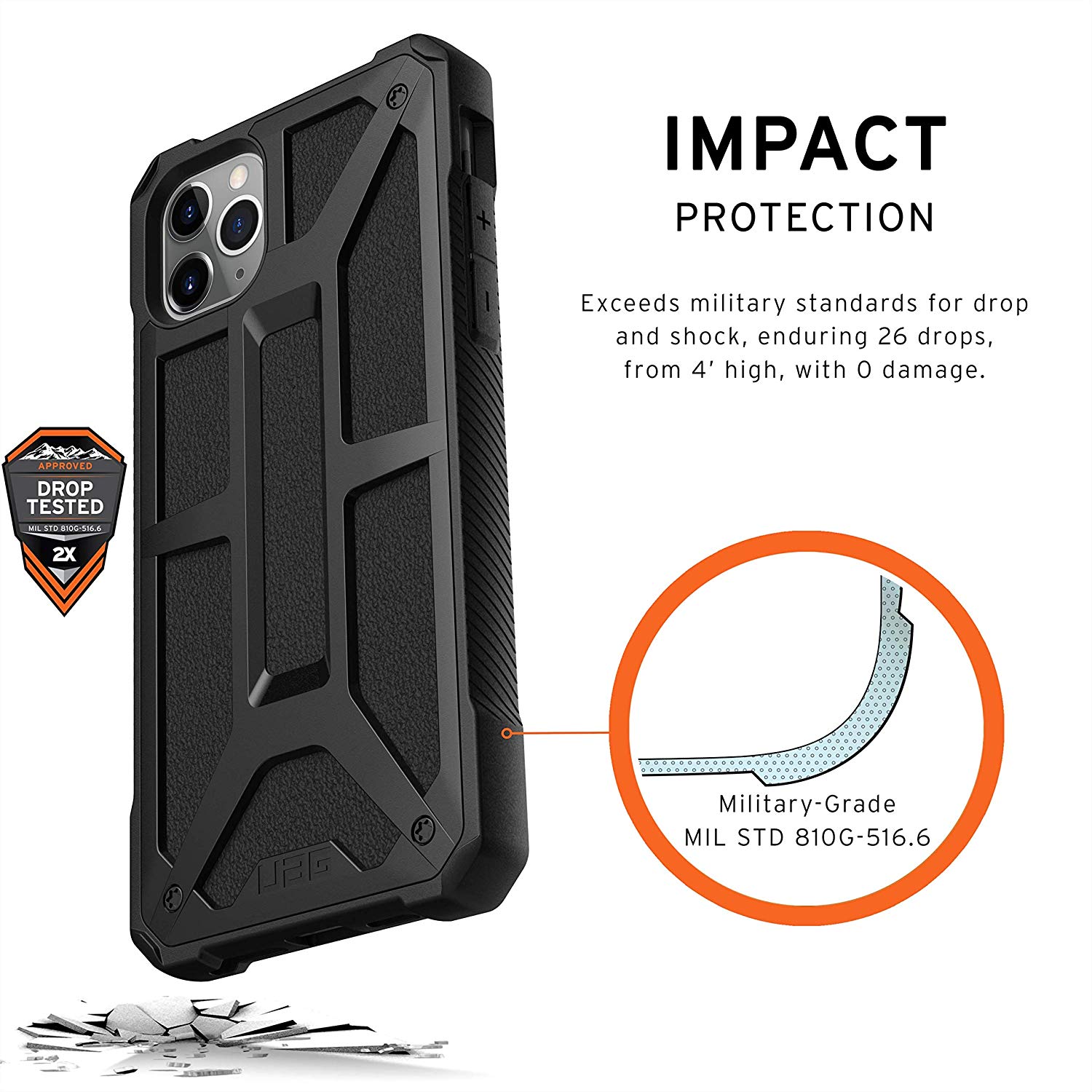 Противоударный защитный чехол UAG Monarch Black для iPhone 11 Pro Max