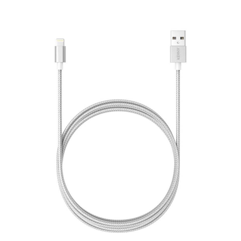 Кабель зарядки Anker Nylon Lightning 1.8m Silver для iPhone/iPad/iPod