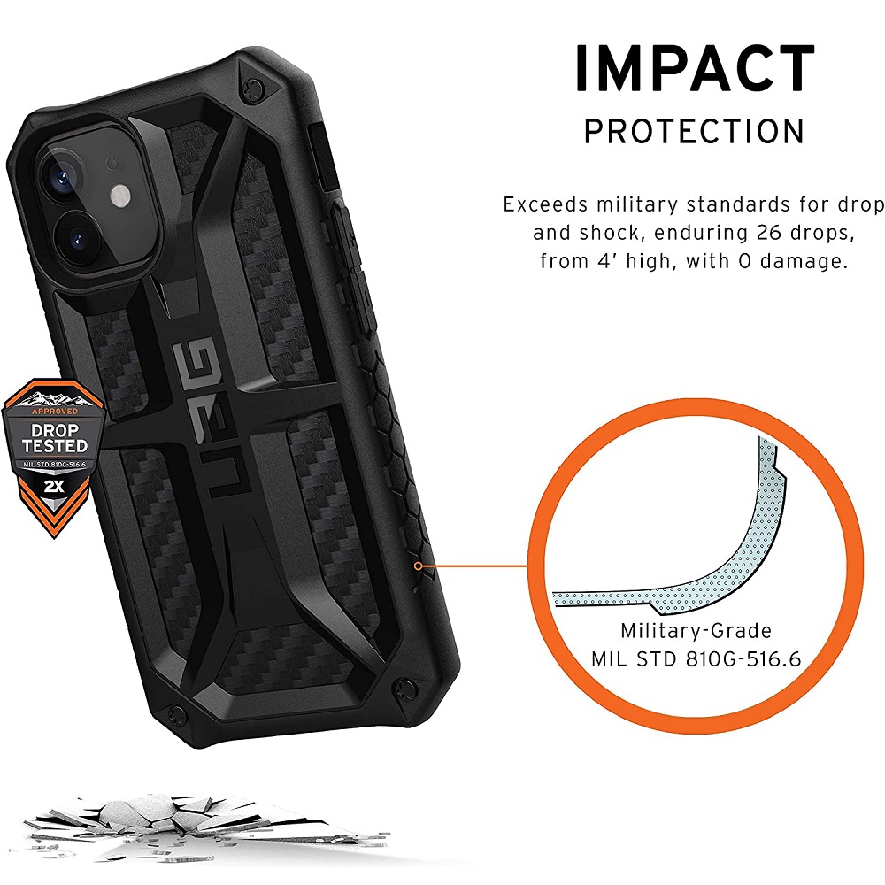 Противоударный защитный чехол UAG Monarch Carbon Fiber для iPhone 12 mini