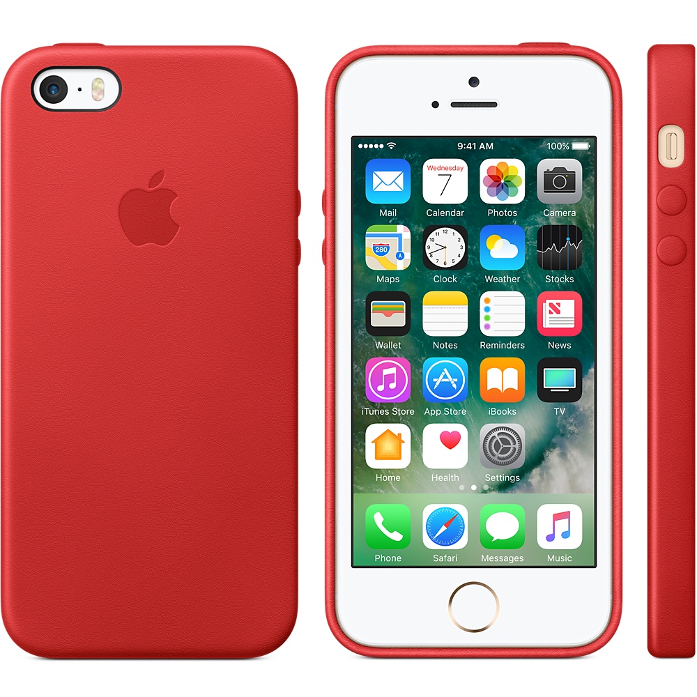 Кожаный чехол Apple Leather Case Red (MNYV2ZM/A) для iPhone 5S/SE