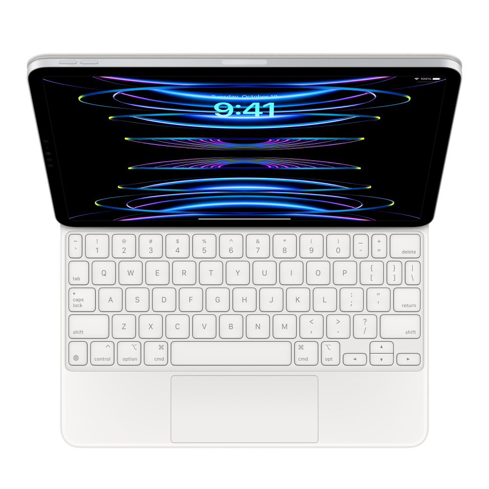 Чехол-клавиатура Apple Magic Keyboard для iPad Pro 12.9 (2020-2022)/Air 13 (2024) White (MJQL3) кириллица (лазерная гравировка) + QWERTY