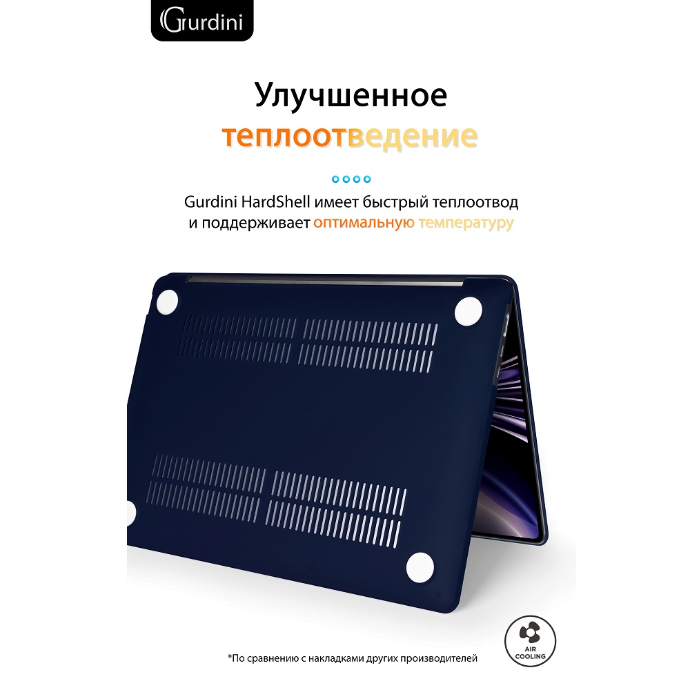 Чехол-накладка Gurdini HardShell Case Matte Dark Blue для Apple MacBook Air 13.6 2022