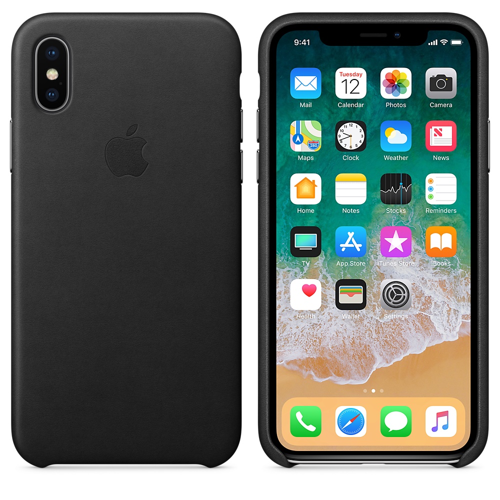 Кожаный чехол Apple iPhone X Leather Case - Black (MQTD2ZM/A) для iPhone X