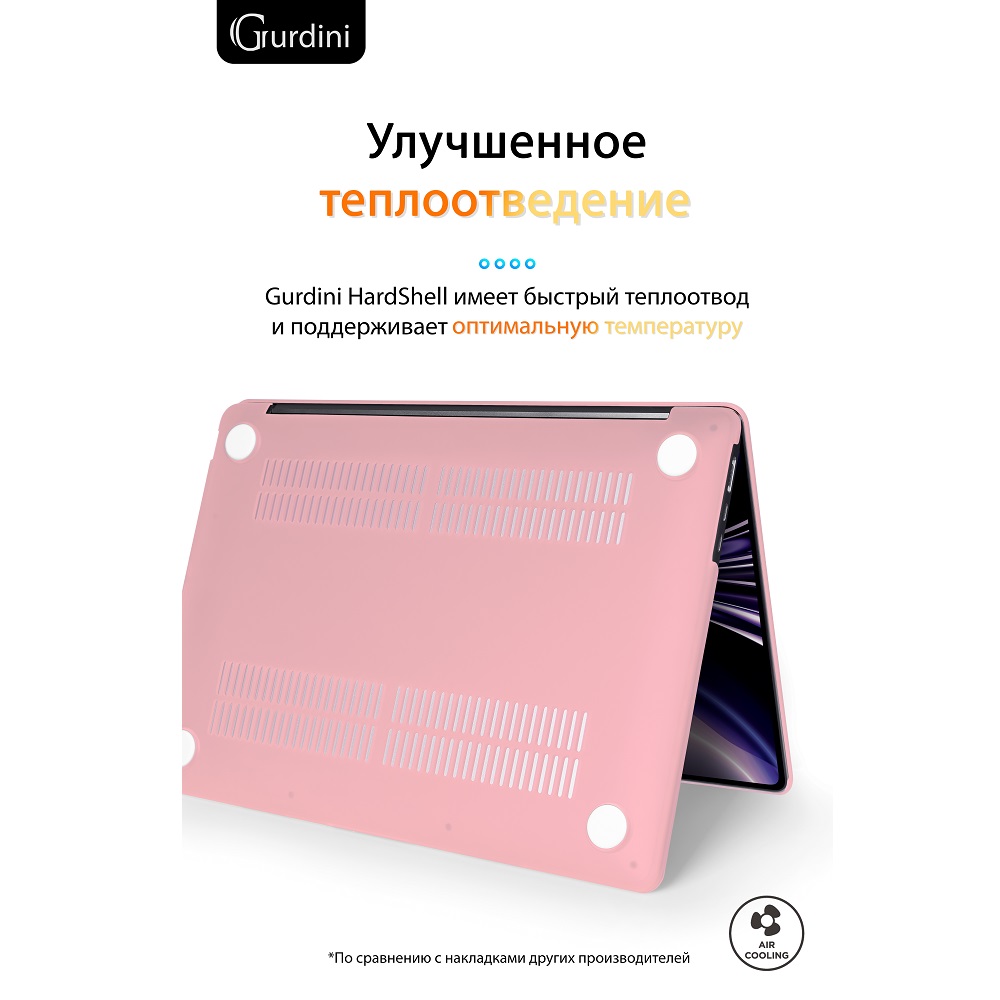 Чехол-накладка Gurdini HardShell Case Matte Pink для Apple MacBook Air 13.6 2022