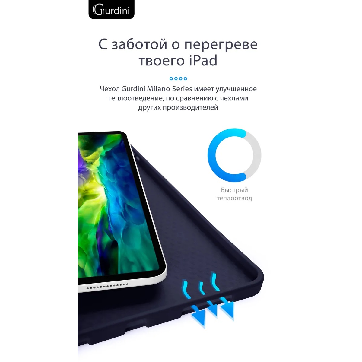 Чехол-книжка Gurdini Milano Series (pen slot) для iPad Pro 11 Midnight Blue