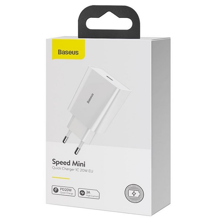 Сетевое зарядное устройство Baseus Speed Mini QC Quick Charger 1C 20W EU (CCFS-SN02) White