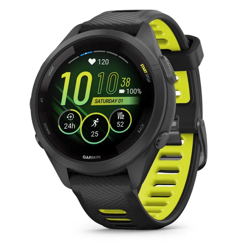 Умные часы Garmin Forerunner 265S Black Bezel and Case with Black/Amp Yellow Silicone Band (010-02810-13)