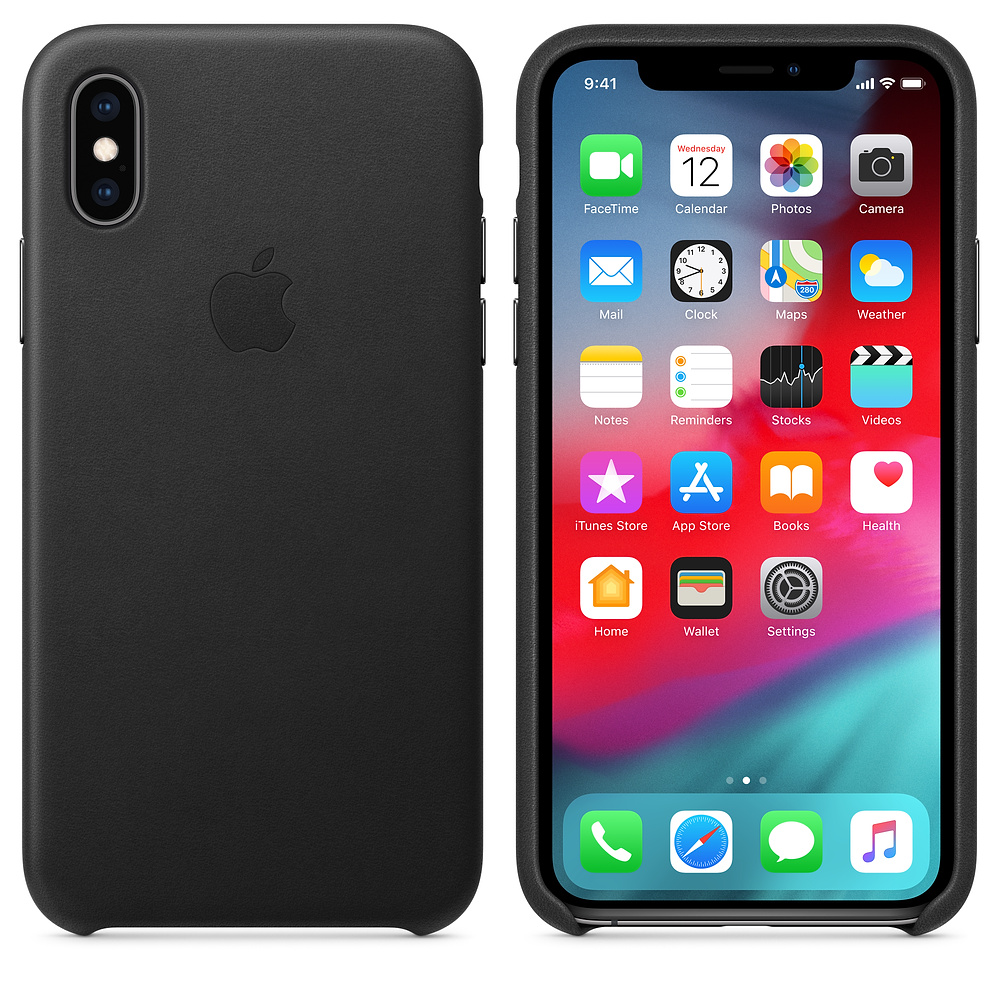 Кожаный чехол Apple iPhone XS Leather Case - Black (MRWM2ZM/A) для iPhone XS