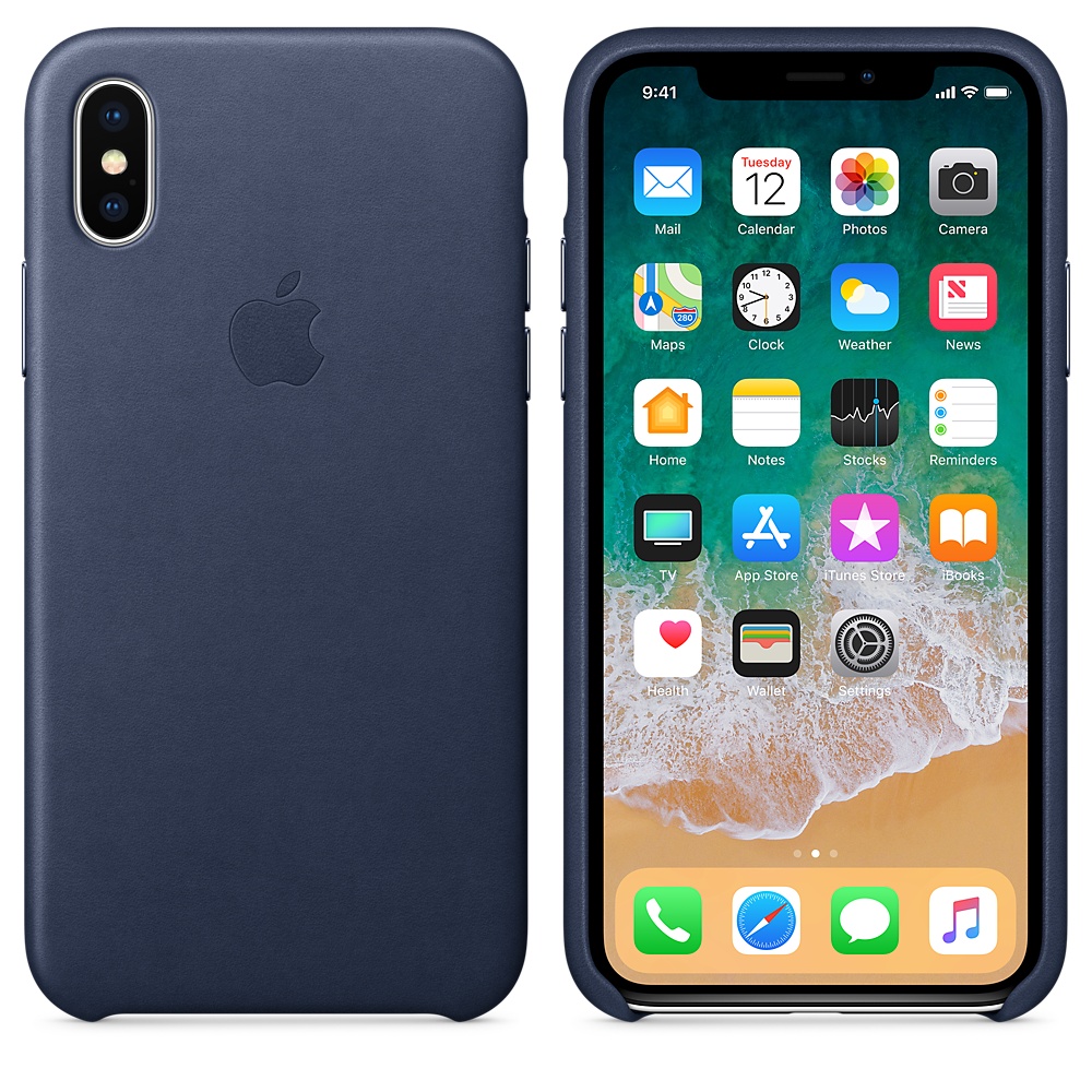 Кожаный чехол Apple iPhone X Leather Case - Midnight Blue (MQTC2ZM/A) для iPhone X