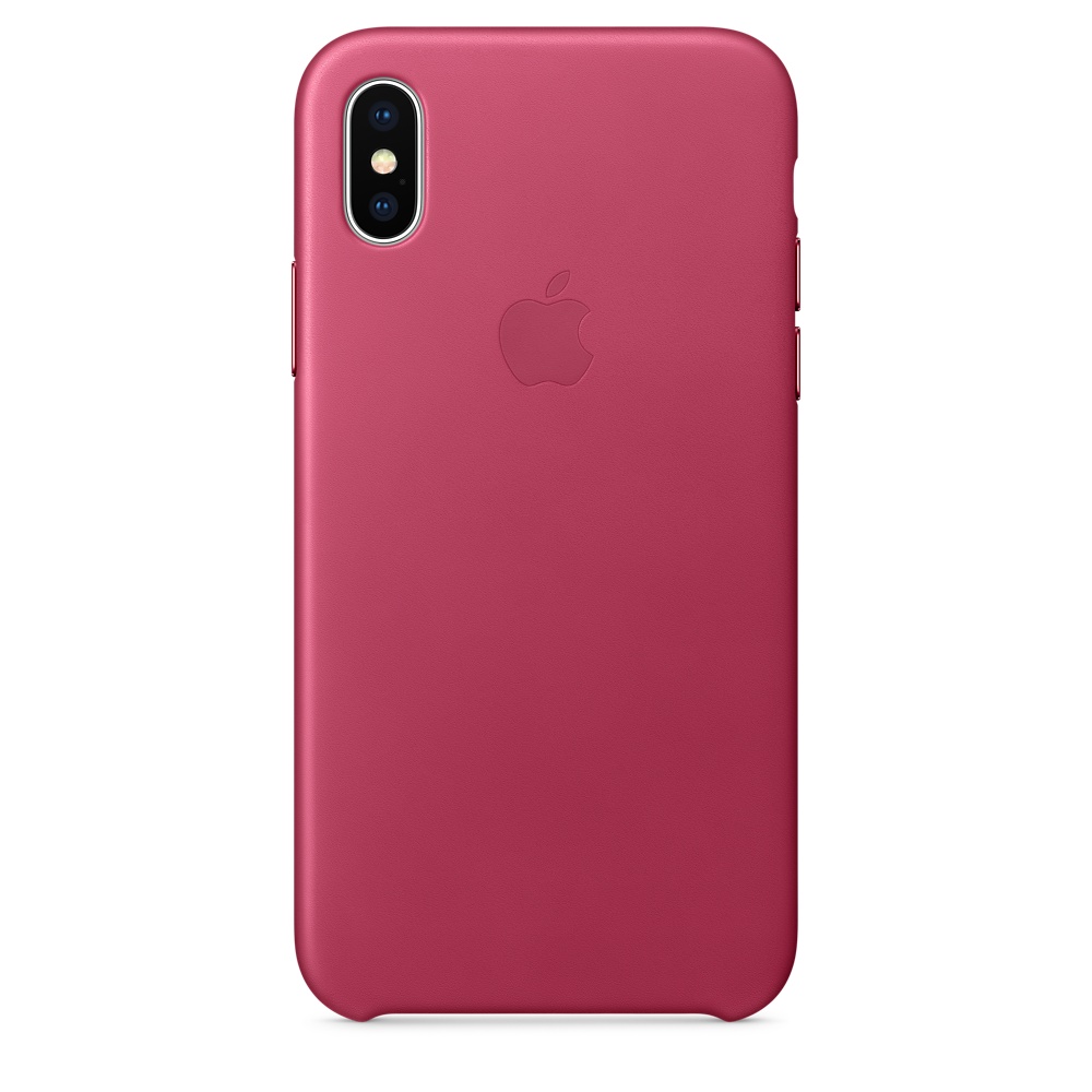 Кожаный чехол Apple iPhone X Leather Case - Pink Fuchsia (MQTJ2ZM/A) для iPhone X