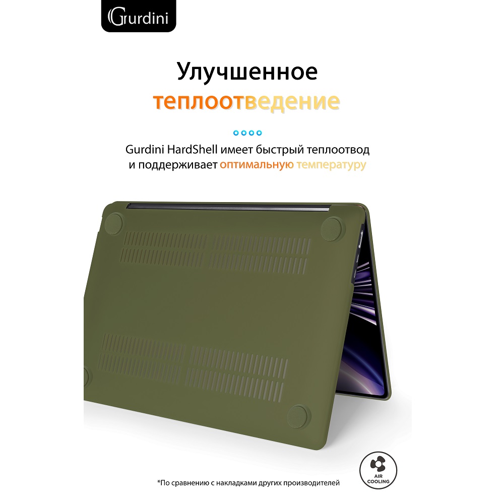 Чехол-накладка Gurdini HardShell Case Matte Pine Green для Apple MacBook Air 13.6 2022