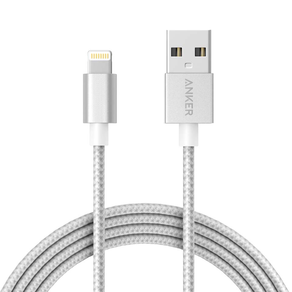 Кабель зарядки Anker Nylon Lightning 1.8m Silver для iPhone/iPad/iPod