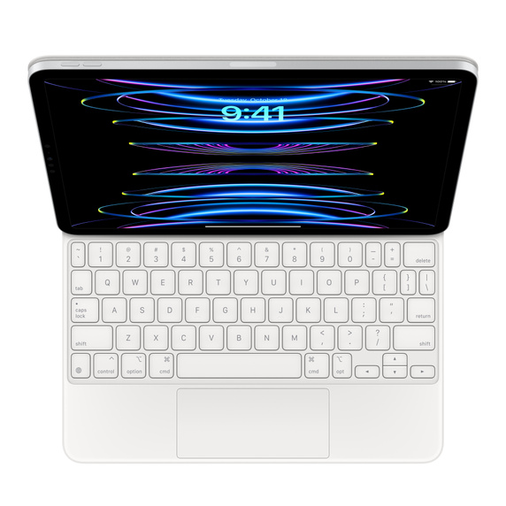 Чехол-клавиатура Apple Magic Keyboard для iPad Pro 11 (2018-2022)/iPad Air (2020-2024) White (MJQJ3) кириллица (лазерная гравировка) + QWERTY