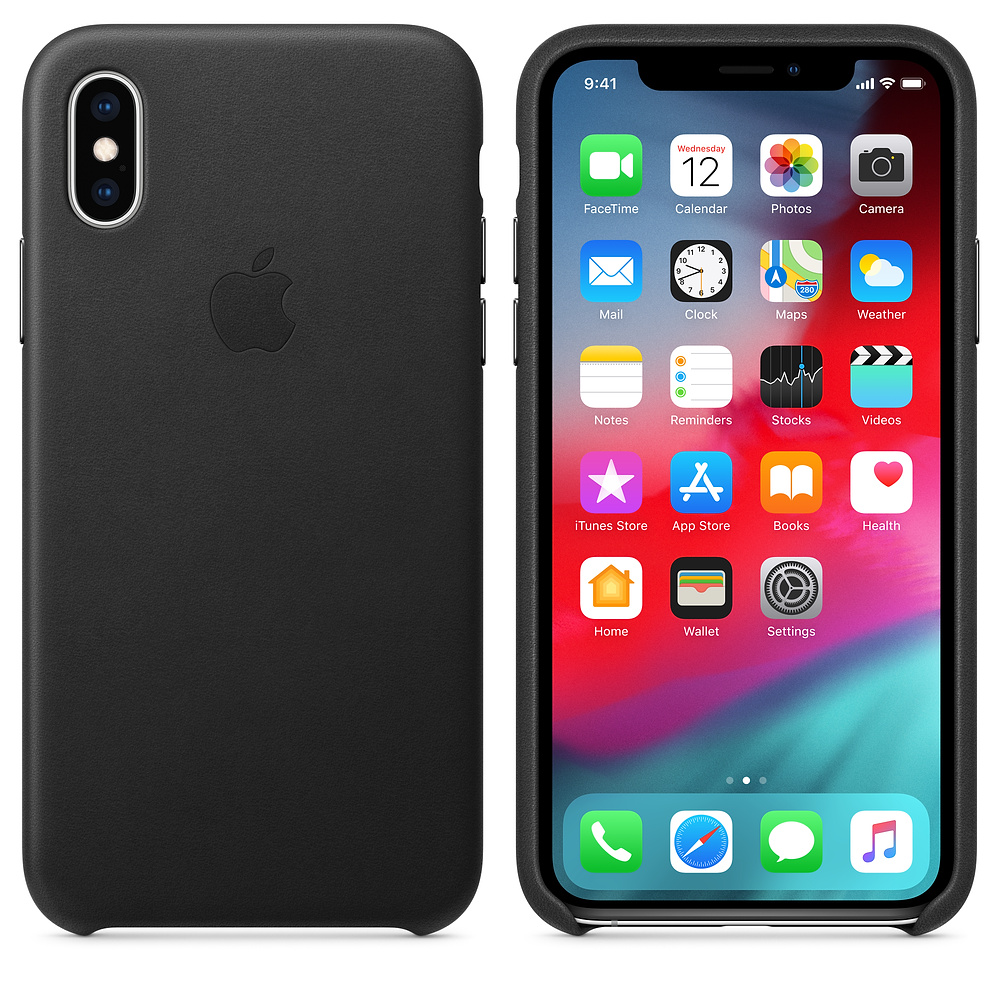 Кожаный чехол Apple iPhone XS Leather Case - Black (MRWM2ZM/A) для iPhone XS