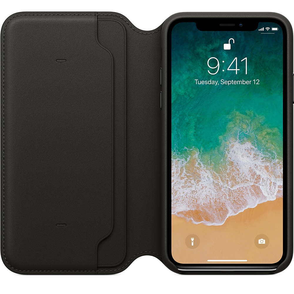 Кожаный чехол-книжка Apple iPhone X Leather Folio - Black (MQRV2ZM/A) для iPhone X