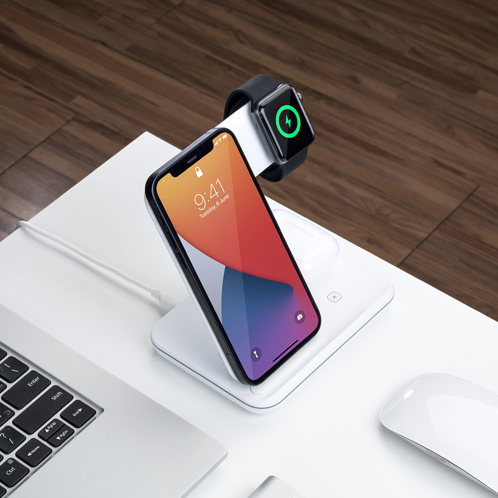 Беспроводное зарядное устройство Deppa Charging Stand Neo 3 в 1 (24017) для Apple iPhone/ Watch/AirPods/ 20W/ White