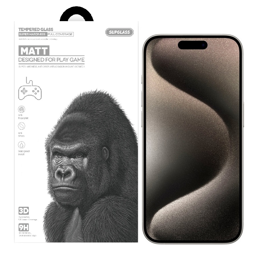 Защитное стекло SupGlass 2.5D Full Cover Matte для iPhone 15 Pro