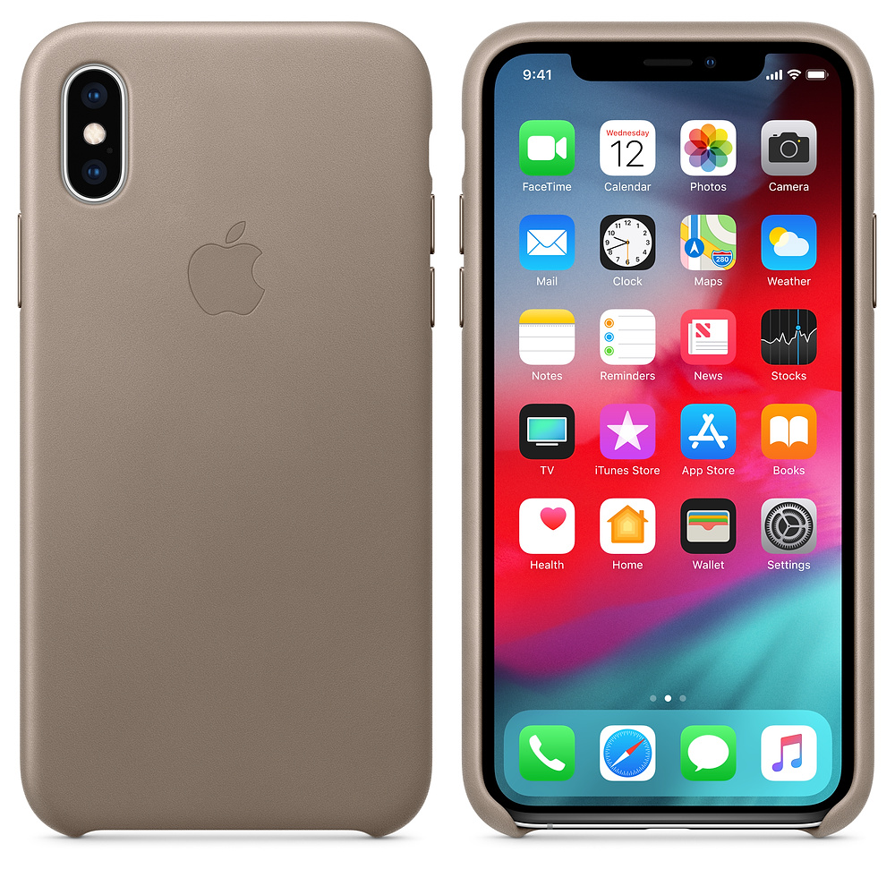 Кожаный чехол Apple iPhone XS Leather Case - Taupe (MRWL2ZM/A) для iPhone XS