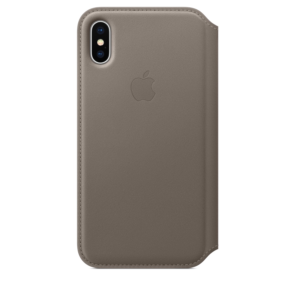 Кожаный чехол-книжка Apple iPhone X Leather Folio - Taupe (MQRY2ZM/A) для iPhone X