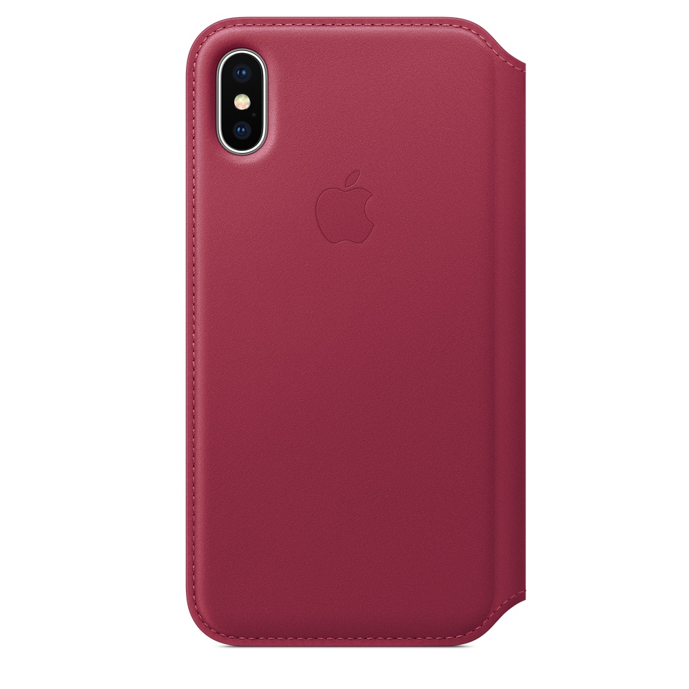 Кожаный чехол-книжка Apple iPhone X Leather Folio - Berry (MQRX2ZM/A) для iPhone X