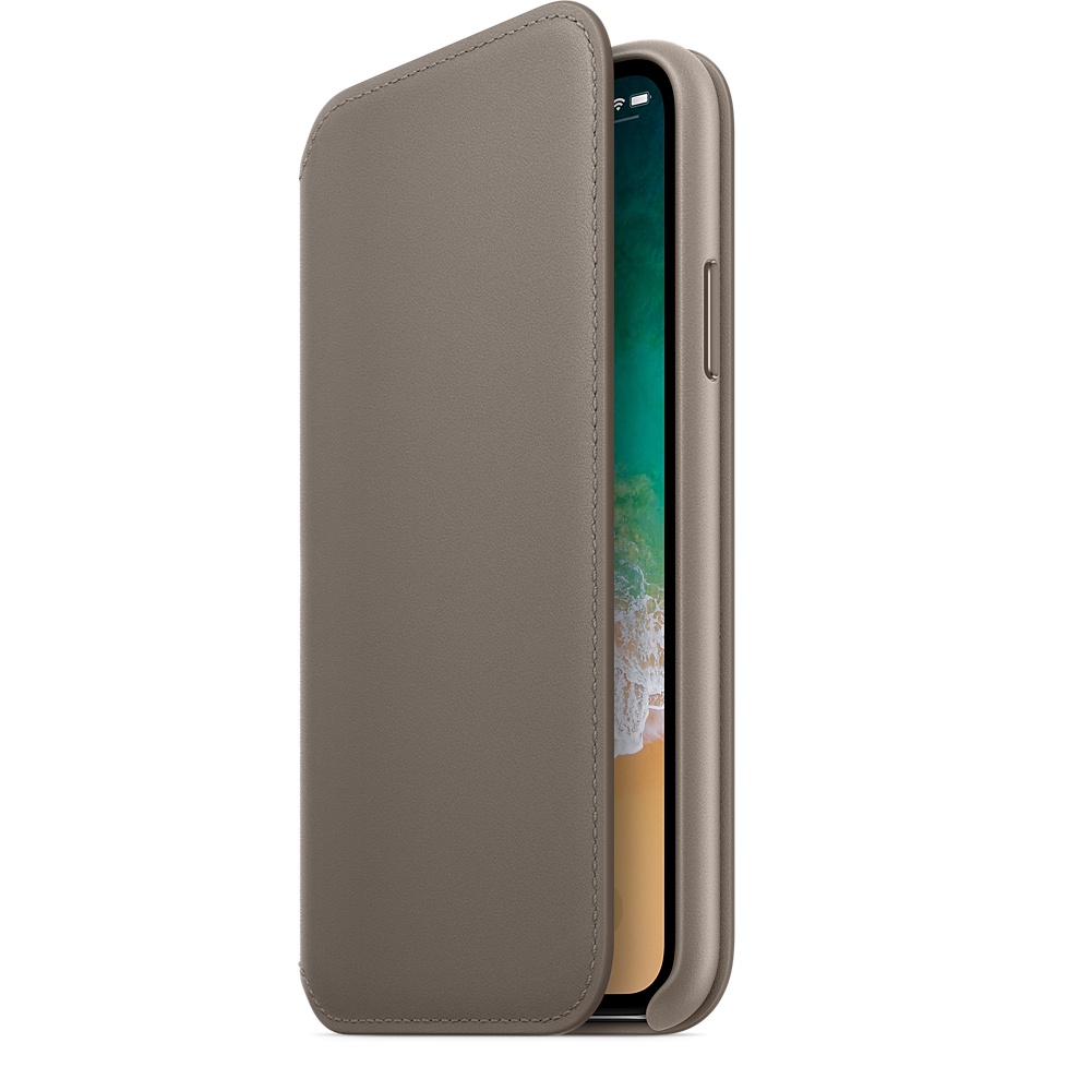 Кожаный чехол-книжка Apple iPhone X Leather Folio - Taupe (MQRY2ZM/A) для iPhone X