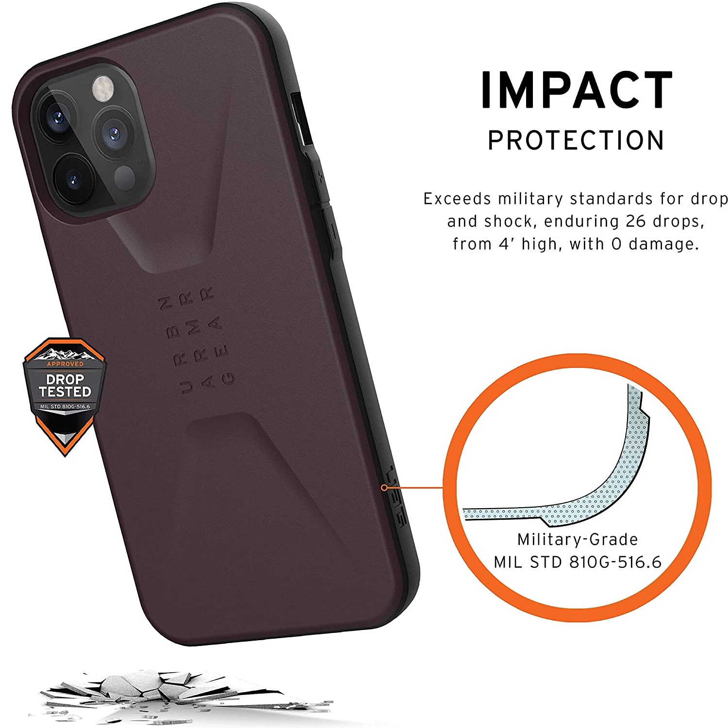 Противоударный защитный чехол UAG Civilian Eggplant для iPhone 12/12 Pro